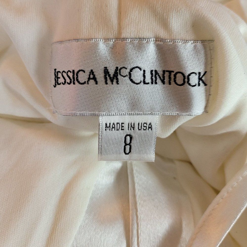 Vtg 80s Jessica McClintock Wedding Dress Gown Sz 8 Ivory Bodycon Fishtail Halter - Picture 14 of 16